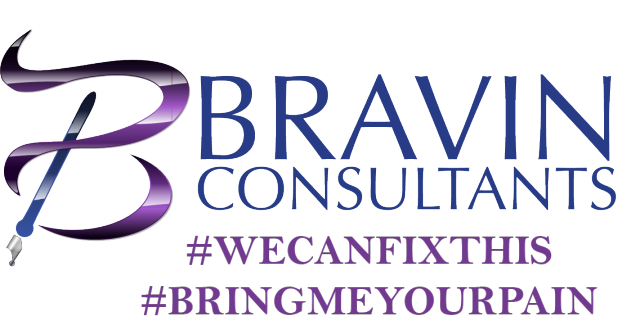 Bravin logo with pen purple and blue 